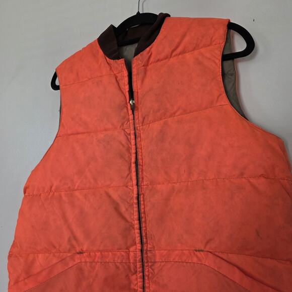 Vintage Kmart Reversible Down Hunting Vest Mens M Beige Orange Full Zip Gorpcore - Picture 7 of 11